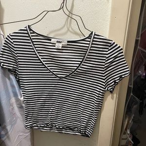 Black and white striped crop top